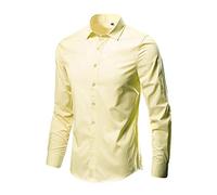 MODSGUE Camicia da uomo per il tempo libero, camicia formale, a maniche lunghe, elegante, per la vita quotidiana, da viaggio e da ufficio, giallo., L