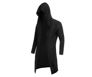 MODSGUE Cappotto invernale da uomo nero punk rock hip hop con cappuccio giacca lunga spessa stile gotico cloak vintage hiphop tinta unita confortevole Carnevale Cospaly Cardiagn, Nero , L