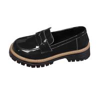 MODSGUE Ciabattine da donna con punta tonda, lacci, tinta unita, con plateau, per affari, tempo libero, comode, eleganti, per ufficio, lavoro, nero, marrone, tacco a blocco, Nero , 45