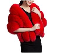 MODSGUE Donna sposa sposa pelliccia sintetica sciarpa avvolgere tinta unita confortevole sposa pelliccia 1950 sciarpa stola impacchi e scialli per le donne, Colore: rosso, Taglia unica