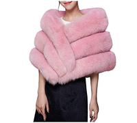 MODSGUE Donna sposa sposa pelliccia sintetica sciarpa avvolgere tinta unita confortevole sposa pelliccia 1950 sciarpa stola impacchi e scialli per le donne, Colore: rosa., Taglia unica