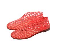 MODSGUE Donne Jelly Flats Moda Slip-On Punta Piazza Piazza Spiaggia Jelly Scarpe Leggero Casual Sandali Piatti a Rete Ballerina Traspirante per Viaggi All'aperto, Colore: rosso, 39 EU