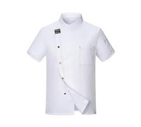 MODSGUE Giacca da cuoco unisex a maniche corte da uomo, traspirante, divisa per hotel, ristorante, ospitality, comoda, uniforme con maniche corte, bianco, XL