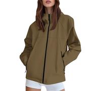 MODSGUE Giacca impermeabile da donna, elegante, foderata, per transizione, economica, per attività all'aria aperta, trench, traspirante, taglie grandi, invernale, leggera, tinta unita, impermeabile