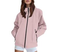 MODSGUE Giacca impermeabile da donna, elegante, foderata, per transizione, economica, per attività all'aria aperta, trench, traspirante, taglie grandi, invernale, leggera, tinta unita, impermeabile