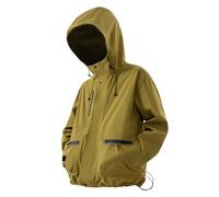 MODSGUE Giacca impermeabile da uomo, impermeabile, giacca per il tempo libero, leggera, traspirante, per ciclismo, trekking, giacca esterna, tinta unita, impermeabile, con cappuccio, giallo., 3XL