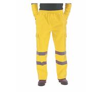 MODSGUE Pantaloni da jogging ad alta visibilità Combat Cargo Pantaloni spessi Vita Elastica Jogger Sweat Jogg Pantaloni da allenamento Basic Riflettente Band Sicurezza Abbigliamento da lavoro, giallo