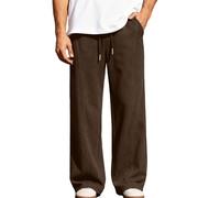 MODSGUE Pantaloni da jogging da uomo con abbottonatura laterale in tinta unita apribile Button Up cotone Mix pantaloni sportivi Open Leg Jogger Basic per il tempo libero, caffè, L