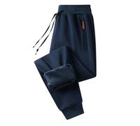 MODSGUE Pantaloni da uomo, caldi, da jogging, casual, invernali, in pile, imbottiti, con tasche, per il tempo libero, termici, alla moda, basic, Blu, 7XL