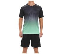 MODSGUE Pigiama corto da uomo, 2 pezzi, in tinta unita, basic, ad asciugatura rapida, per fitness, jogging, verde, L