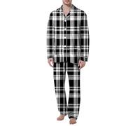 MODSGUE Pigiama da uomo, a due pezzi, lungo, a maniche lunghe e pantaloni lounge, tinta unita, comodo, super morbido, bianco, L