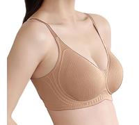 MODSGUE Reggiseno push up da donna senza ferretto, scollo a V, senza cuciture, senza ferretto, comodo, classico, con spallacci regolabili, morbido, cachi, XXL