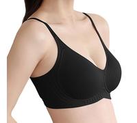 MODSGUE Reggiseno push up da donna senza ferretto, scollo a V, senza cuciture, senza ferretto, comodo, classico, con spallacci regolabili, morbido, Nero , XXL