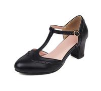 MODSGUE Sandali da donna classici e retrò anni '20, con tacco Gatsby Oxford, modello vintage anni '50, punta rotonda chiusa, cinturino alla caviglia, abito estivo, Nero , 40 EU