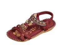 MODSGUE Sandali da donna per il tempo libero, con perline di strass, bohémien, spiaggia, outdoor, bassi, casual, alla caviglia, elastici, strass, infradito da donna, RD2, 40 EU