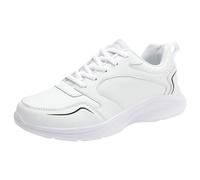 MODSGUE Scarpe da donna a taglio basso, tinta unita, comode, leggere, traspiranti, per camminare, per le dita rotonde, per lo sport, per l'inverno e l'autunno, per il tempo libero, bianco, 38 EU