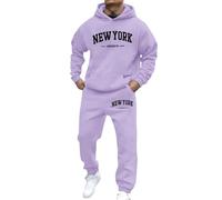 MODSGUE Set di 2 body da jogging da uomo, con cappuccio, per sport e tempo libero, comoda felpa con cappuccio e pantaloni da jogging, tuta traspirante, viola chiaro, M
