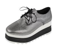 MODSGUE Sneakers da donna piattaforma eleganti scarpe casual slip on walking scarpe Cushion impermeabile piatto antiscivolo tinta unita outdoor sport comode scarpe potenti, argento, 40 EU