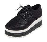 MODSGUE Sneakers da donna piattaforma eleganti scarpe casual slip on walking scarpe Cushion impermeabile piatto antiscivolo tinta unita outdoor sport comode scarpe potenti, Nero , 37 EU