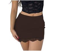 MODSGUE Sottogonna corta, lunghezza al ginocchio, mezza gonna per donna, elegante, invisibile, in pizzo, morbida e traspirante, corta, antistatica, gonna, marrone, M