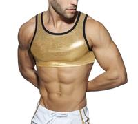 MODSGUE Stain - Maglia da uomo trasparente crop top leggero thin fishnet top erotico, lingerie sexy da uomo, biancheria intima sexy da club, abbigliamento da kinky, biancheria intima da schiavi,