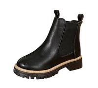 MODSGUE Stivaletti da donna Chelsea con punta quadrata, comodi, alla moda, con tacco basso, suola antiscivolo, invernali, stivali autunnali, Nero , 38 EU
