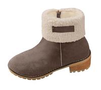 MODSGUE Stivaletti da donna, foderati, alla caviglia, per autunno e inverno, comodi, impermeabili, caldi, in similpelle, per snowboots, grigio., 37 EU