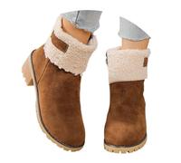 MODSGUE Stivaletti da donna, foderati, alla caviglia, per autunno e inverno, comodi, impermeabili, caldi, in similpelle, per snowboots, cachi, 41 EU