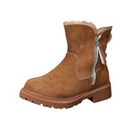 MODSGUE Stivaletti da donna, foderati, invernali, alla caviglia, per autunno e inverno, comodi, in similpelle, impermeabili, caldi, marrone, 41 EU