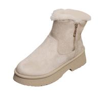 MODSGUE Stivaletti da donna Grace, comodi e foderati, invernali, alla caviglia, impermeabili, caldi, con fodera, autunno, inverno, comodi, beige., 41 EU