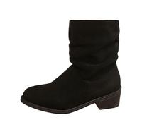 MODSGUE Stivaletti da donna in pelle scamosciata, eleganti stivali da donna a mezza altezza, con tacco a blocco, tinta unita, basici, comodi e invernali, alla caviglia, Nero , 39 EU