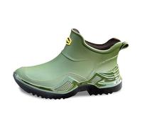 MODSGUE Stivali di gomma corti da uomo, da giardino, antiscivolo, semi-alti, impermeabili, in gomma, stile vintage, da pioggia, da neve, da giardino, verde scuro, 43