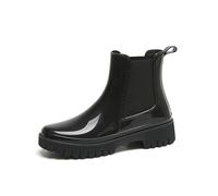 MODSGUE Stivali in gomma impermeabili da donna, antiscivolo, traspiranti, alla moda, da pioggia, stivaletti da giardino, scarpe da giardino, scarpe da giardino con comode solette, Nero , 41 EU