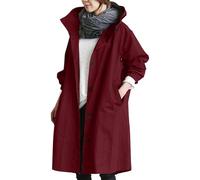 MODSGUE Trench Coat Donna Lungo Festival Inverno Coat Regular Fit Cappotto Donna Caldo Capispalla per Festa di Mezzogiorno Casual Giacca Buffer per Vita quotidiana, vino, M
