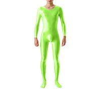MODSGUE Tuta da uomo con olio lucido, a maniche lunghe, tinta unita, confortevole, per l'inverno, collant con top intero, verde, XL