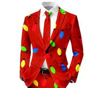 MODSGUE Tuta natalizia da uomo, divertente, per il tempo libero, per affari, per la vigilia di Natale, Blazer REH Slim Fit Sporty, per il tempo libero, feste, carnevale, Colore: rosso, S