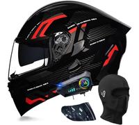 Modular Bluetooth Motorcycle Helmet, Openable Helmet with Double Anti-UV Visor, ECE Approved, Breathable and Comfortable(C6,M(57~58cm))