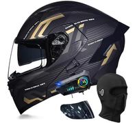 Modular Bluetooth Motorcycle Helmet, Openable Helmet with Double Anti-UV Visor, ECE Approved, Breathable and Comfortable(C10,L(59~60cm))