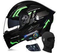 Modular Bluetooth Motorcycle Helmet, Openable Helmet with Double Anti-UV Visor, ECE Approved, Breathable and Comfortable(C12,XL(61~62cm))