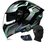 Modular Bluetooth Motorcycle Helmet, Openable Helmet with Double Anti-UV Visor, ECE Approved, Breathable and Comfortable(C1,L(59~60cm))