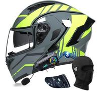 Modular Bluetooth Motorcycle Helmet, Openable Helmet with Double Anti-UV Visor, ECE Approved, Breathable and Comfortable(C2,XL(61~62cm))