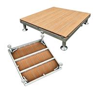 Modular Interlocking Deck Platforms, Moisture-Proof Floating Deck Platform | 33"x33", Wood-Plastic Decking Panel for Campsite, Garden, Anti-Slip, Fade Resistant, Portable(Teak color)