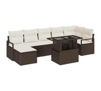 Modulare componibile in polirattan resistente per esterni 8 pezzi Marrone | Set Divano da Giardino 8 Pezzi Polyrattan Marrone Modulare con Tavolino e Cuscini per Terrazza e Patio