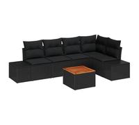 Modulare con contenitore impermeabile per terrazza patio 53 2 Nero | Set Divano da Giardino Modulare 6 Pezzi con Contenitore Rimovibile Nero Polyrattan Acacia per Terrazza e Patio