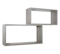 MODULARREDO | BIS RETTANGOLO BISLUNGO Set di 2 Mensole da Muro, Pensile Bagno, Mensola da Parete, 70x35 p20 cm e 60x30 p20 cm, Kit Tasselli Incluso, Rovere Grigio Nuovo - Made in Italy