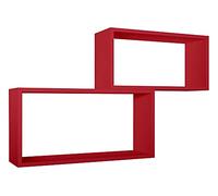 MODULARREDO | BIS RETTANGOLO BISLUNGO Set di 2 Mensole da Muro, Pensile Bagno, Mensola da Parete, Scaffale da Parete, Rosso, 70x35 p20 cm e 60x30 p20 cm - Made in Italy