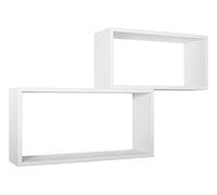 MENSOLA SCAFFALE PARETE 2 PZ BIANCO RETTANGOLARE SALOTTO MODERNO BISLUNGO