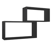 MODULARREDO | BIS RETTANGOLO BISLUNGO Set di 2 Mensole da Muro, Pensile Bagno, Mensola da Parete, Scaffale da Parete, Nero, 70x35 p20 cm e 60x30 p20 cm - Made in Italy