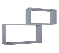 MODULARREDO | BIS RETTANGOLO BISLUNGO Set di 2 Mensole da Muro, Pensile Bagno, Mensola da Parete, Scaffale da Parete, Grigio, 70x35 p20 cm e 60x30 p20 cm - Made in Italy