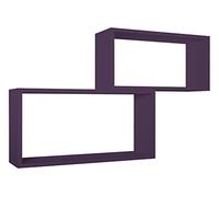 MODULARREDO | BIS RETTANGOLO BISLUNGO Set di 2 Mensole da Muro, Pensile Bagno, Mensola da Parete, Scaffale da Parete, Viola Melanzana, 70x35 p20 cm e 60x30 p20 cm - Made in Italy